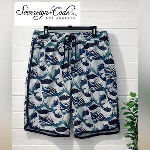 🩳🌊🔥Sovereign Code Mens Swim Shorts XL Wave Print Board Shorts Beach Surf Trunks